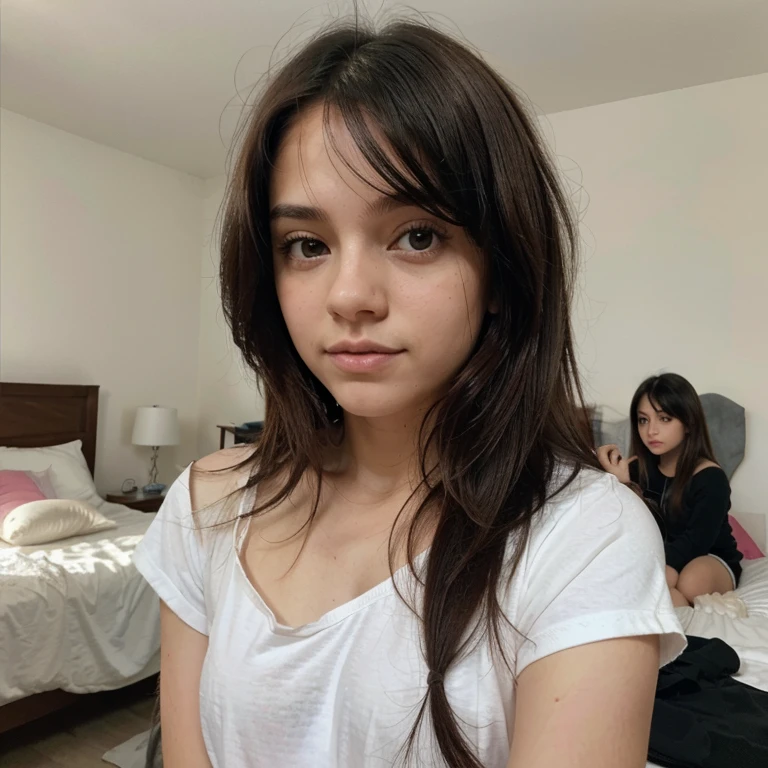 Chicas gemelas, cabello rubio largo, sin ropa, In his bedroom, ojos blancos