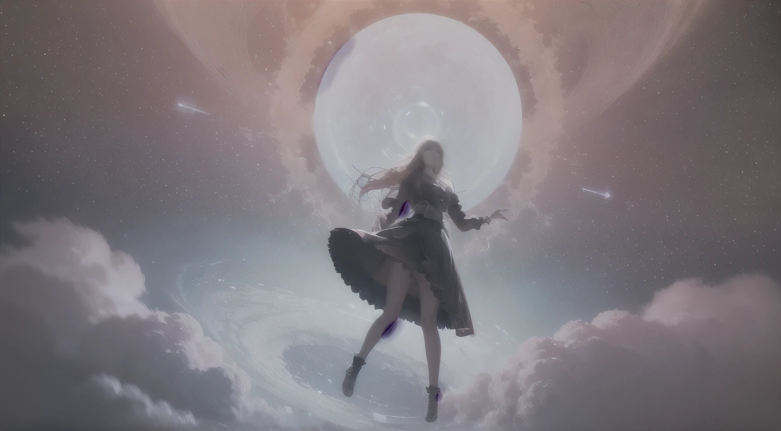 (alone),Female Android, inconceivable and spectacular an emergency scene of a cloud figure Sophie Turner in a cosmic cloud, bunch of fractal nebulae, cosmic, heavenly, cosmic, Vibrant and lively presence, whirlwind, spinning, unrealistic, high contrast, symbolism, Magic, Mysterious, Mysterious, surreal, supersaturation, colorful, 8K、Female Android