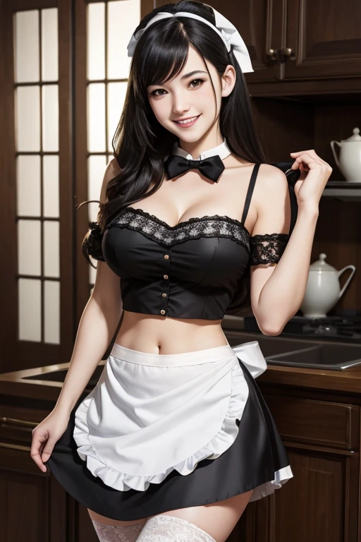 8K, Black velvet bunny girl costume, velvet, a 20 yo woman, Bokeh background, bokeh feeling, girl's own room, A smile, de pele branca, Cute little girl s, breasts on table, White choker and black bow tie, White cuffs, two side up、huge tit