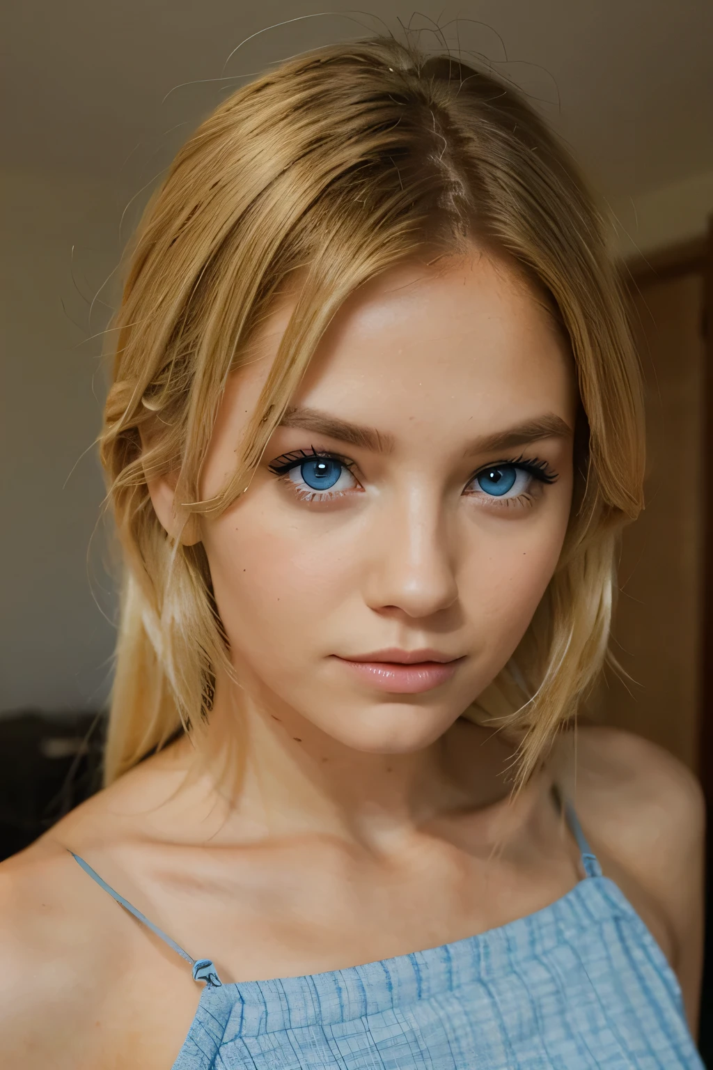 make her blonde and blue eyed
