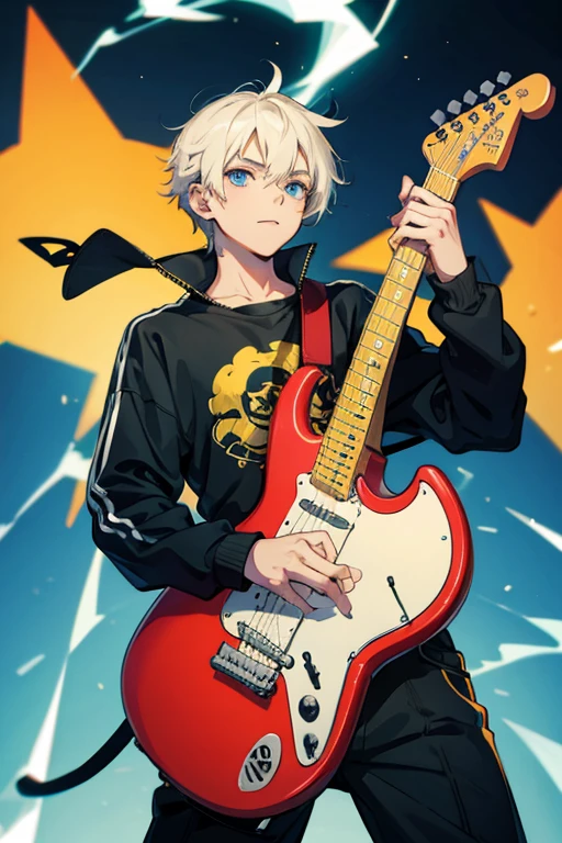 anime boy playing electric guitar