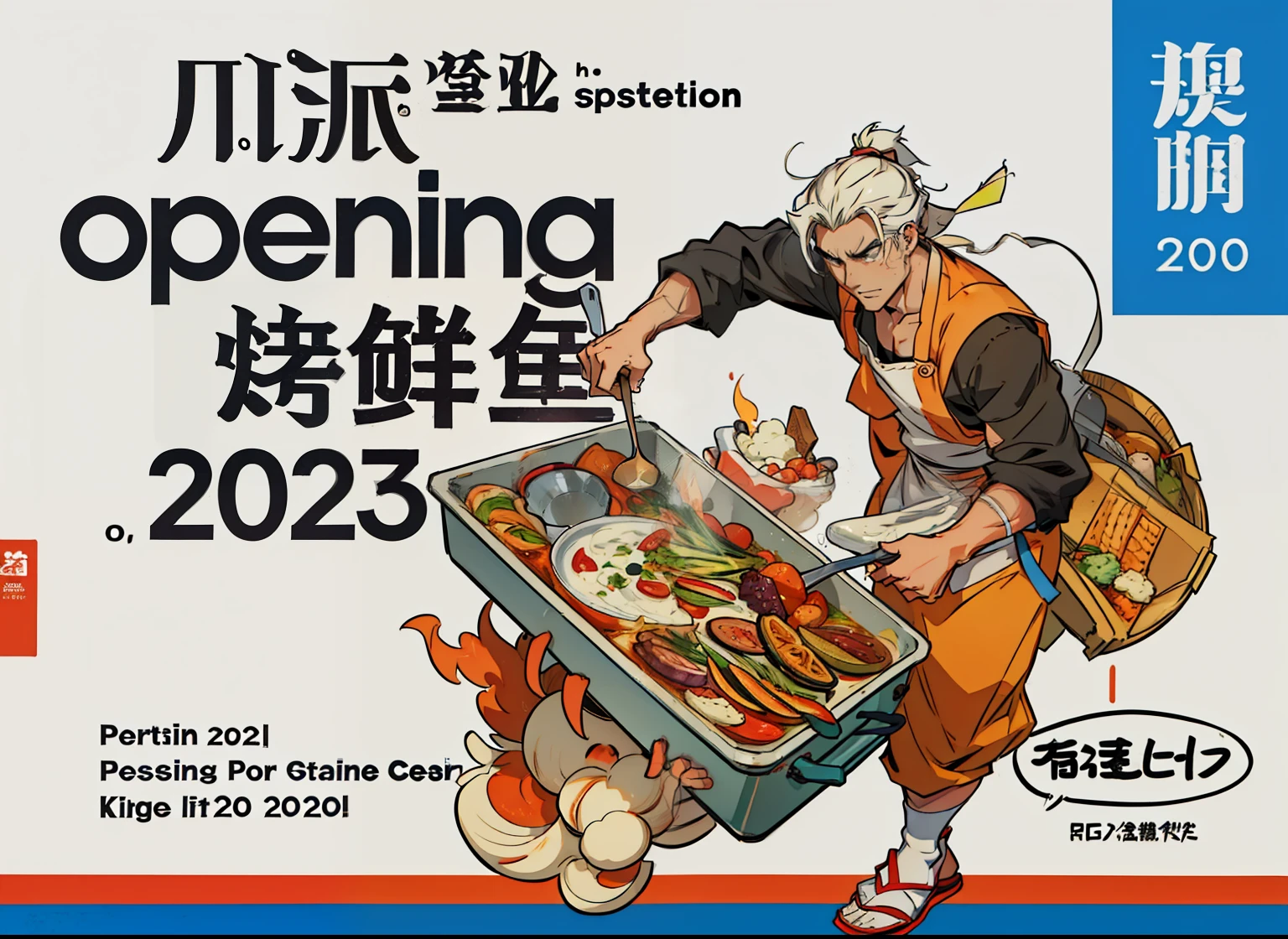 One of the chefs holds a pot,The pot is frying vegetables on high fire,The pot is closed and the gas is , cgstation trends, 2 0 2 1 anime, 2 0 2 2 anime style, 2022 anime style