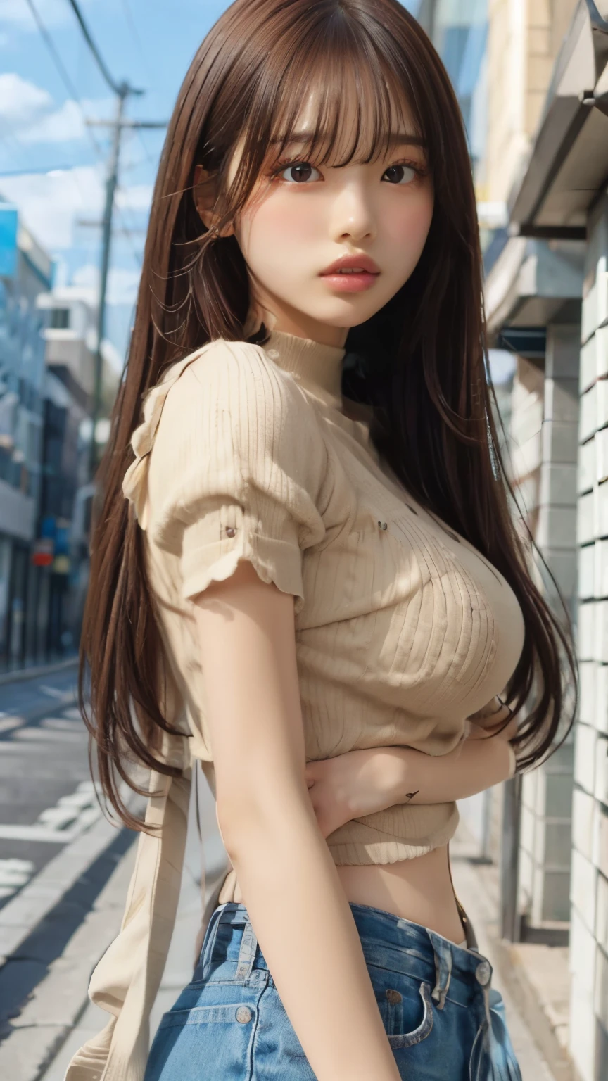 sexy big breasts、15 year old beautiful girl sexy cute looks and cute, beautiful and sexy face、The strong wind blows the hair in front of my face、Beautiful long blonde straight hair with beautiful cute and sexy eyes hidden in her long bangs