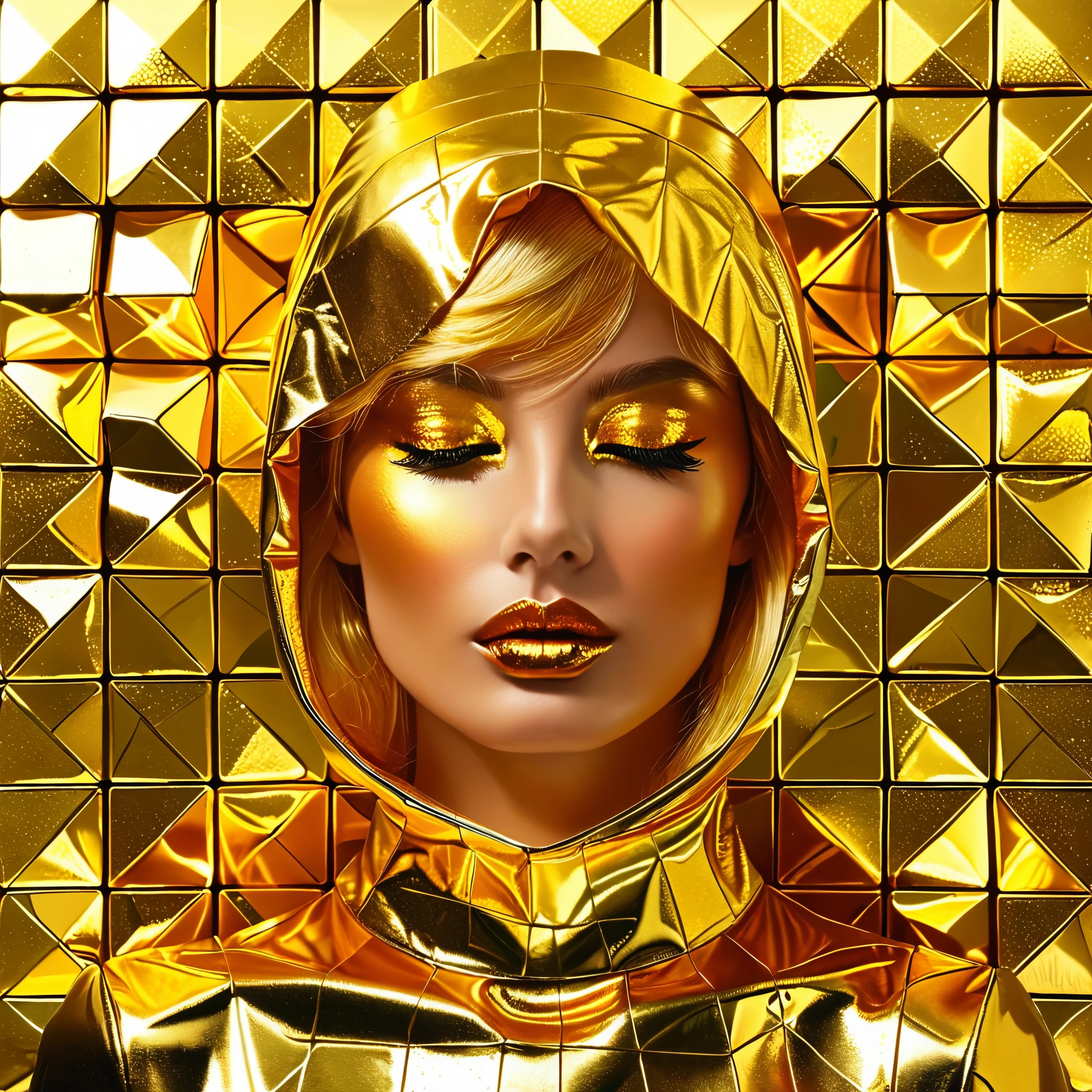 golden dream，no humans，blingbling，grid