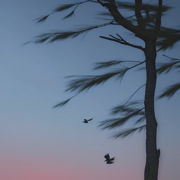 Lost Birds，Flying alone at dusk。Wandering without end，The sound of sadness turns every night。Li Xiangsi Qingyuan，What comes next。Solitary pine，Folding my wings and returning home。Strong winds do not allow trees to flourish，This shade alone does not fade。