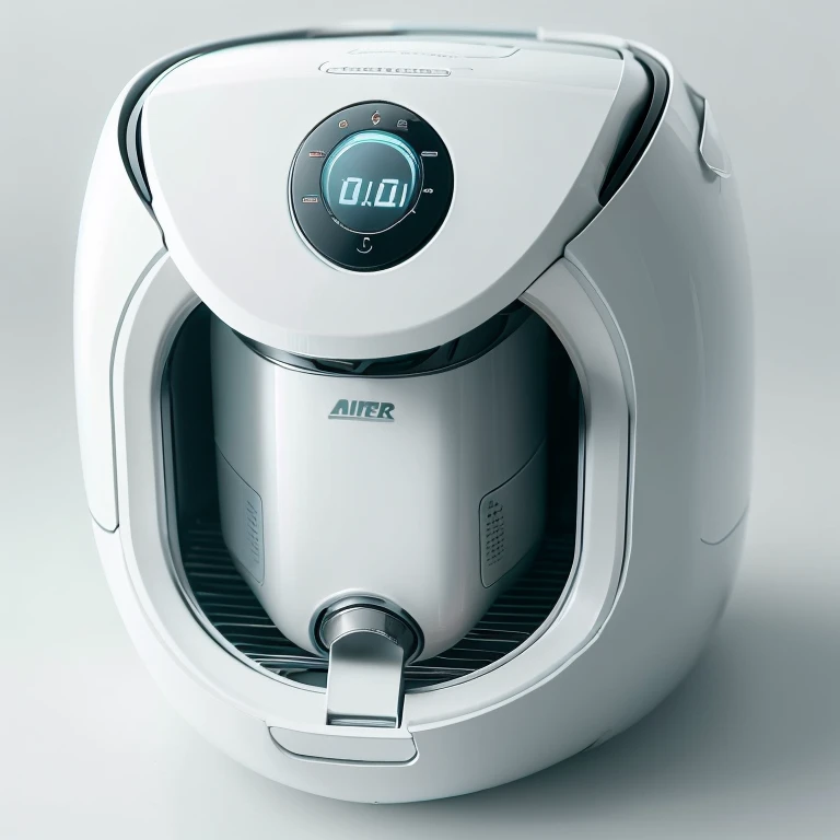 Air fryer,Simple exterior,Simple and modern style,White main color,close up