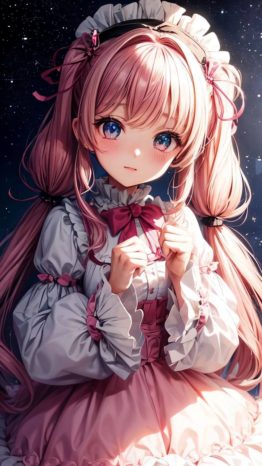 sparkling eyes,stars in my eyes,fluffy clothes,lolita fashion,pink twintails,fluffy hair,Dreams are cute