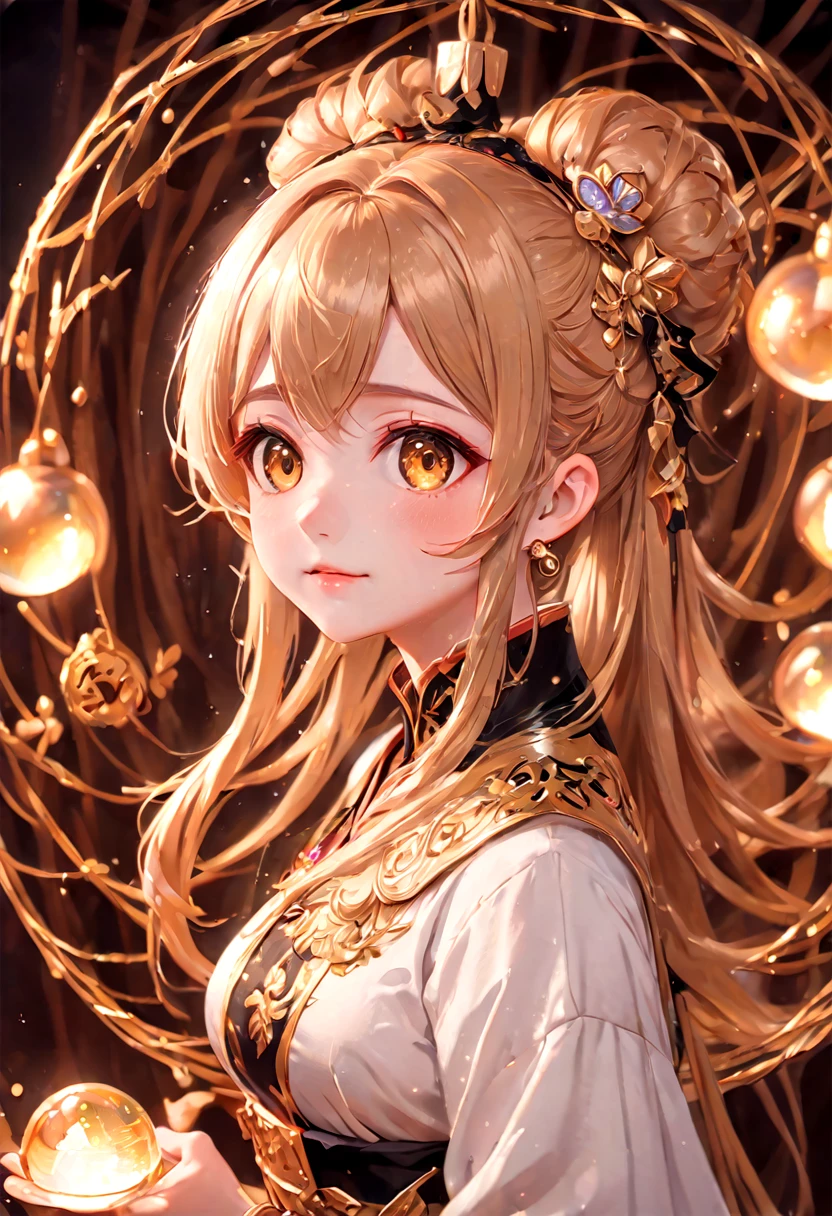 (best quality,4k,8k,highres,masterpiece:1.2),ultra-detailed,(realistic,photorealistic,photo-realistic:1.37),Genshin Impact style,little curved loli,official art work, a painting hanging on the wall, luxurious wall, golden radiance, CG, artistic