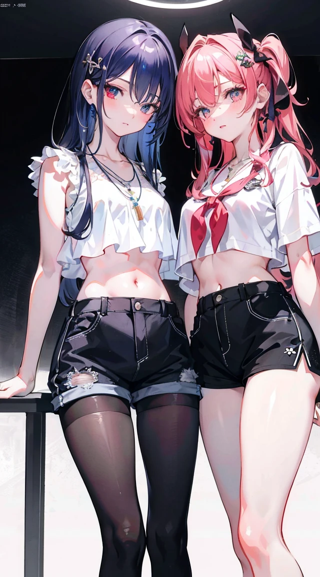 {twins},{{{{same character}}}},fight,{{fighting}},{{lesbian battle }},angry,glaring at each other,panties