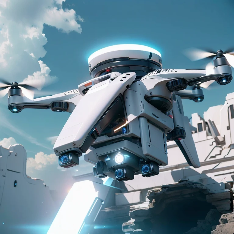 Rescue drone close-up,clear structure/