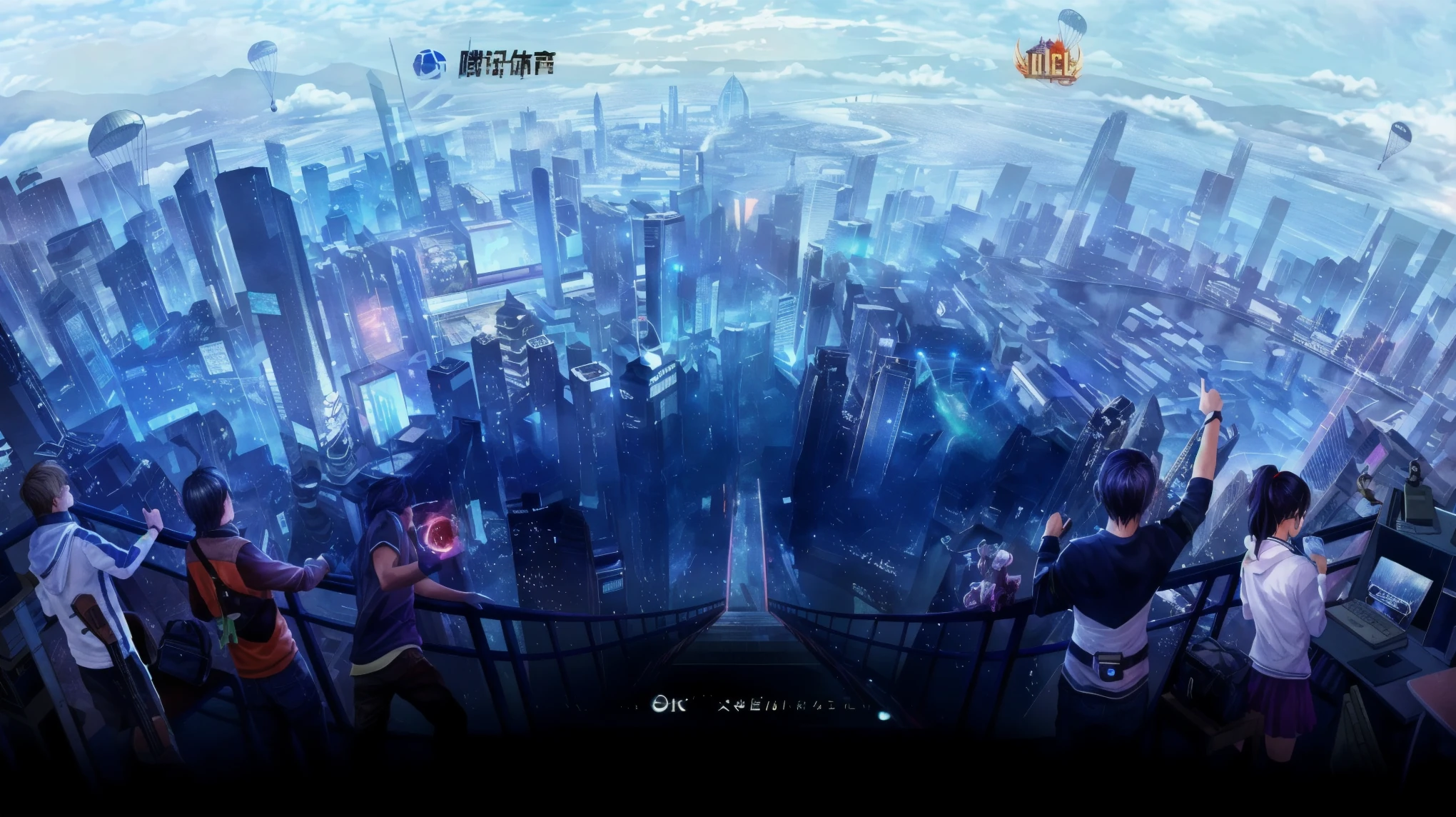 People stand on the windowsill of a high-rise building overlooking the city, Digital Cyberpunk Anime Art, HD anime city landscape, anime concept hdr anime macmanus, New Tokyo background, cyberpunk background, Digital Cyberpunk - Animation Art, In the cyberpunk city, Popular topics on cgstation, Cyberpunk city background, Cyberpunk city background, Anime Cyberpunk Art, Computer tablecloths, Cyberpunk landscape wallpaper, anime movie background，Super details，super clear，