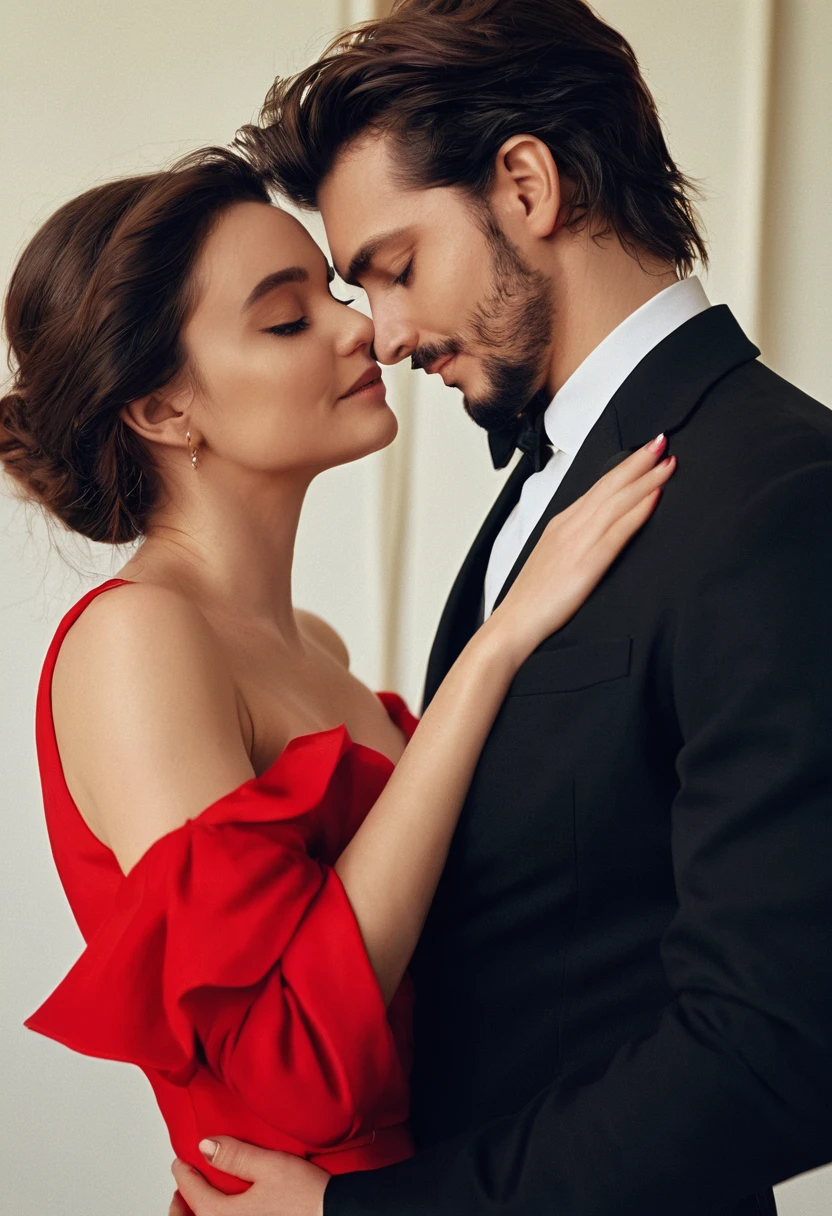 rompts
Copy
Woman in a red dress hugging a man in a black suit, romantic couple, Directed by: Zofia Stryjenska, capa de romance, foto de retrato, Directed by: Aleksander Kotsis, Directed by: Zlatyu Boyadzhiev, Directed by: Hristofor Zhefarovich, Directed by: Anna Katharina Block, pose apaixonada, Romance sombrio