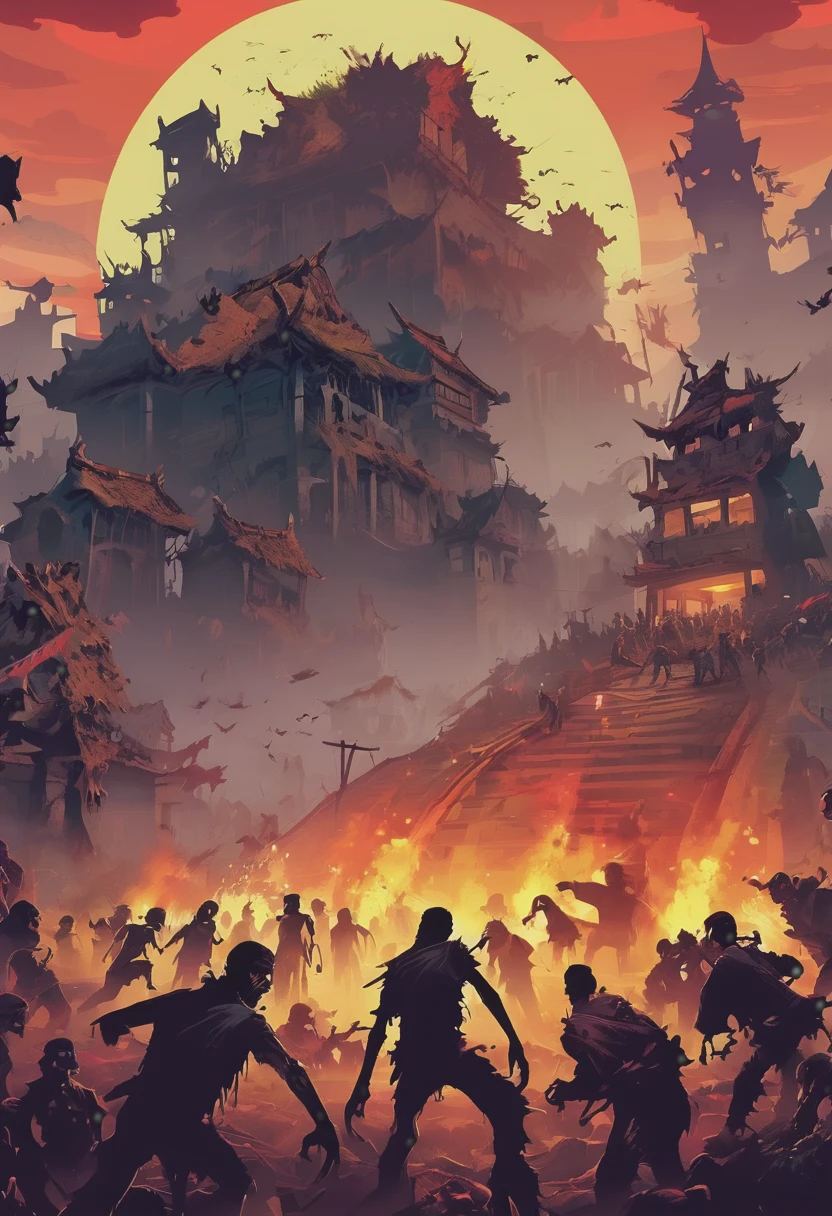 Ruined world with zombies , thợ săn , Monster , Blood Moon , desperate