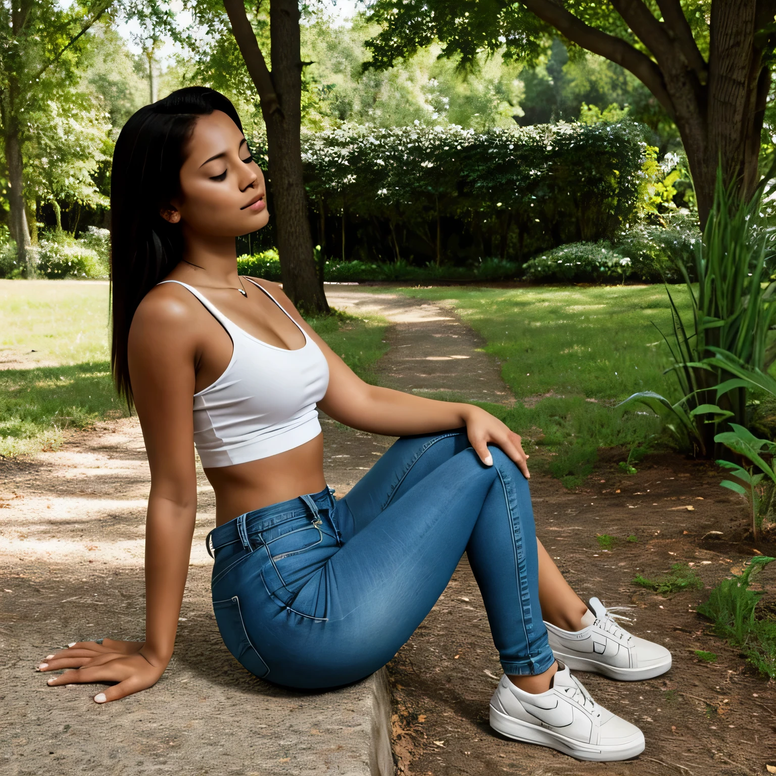 Flies and mosquitoes interfered with his meditation and A girl wearing tight jeans.
