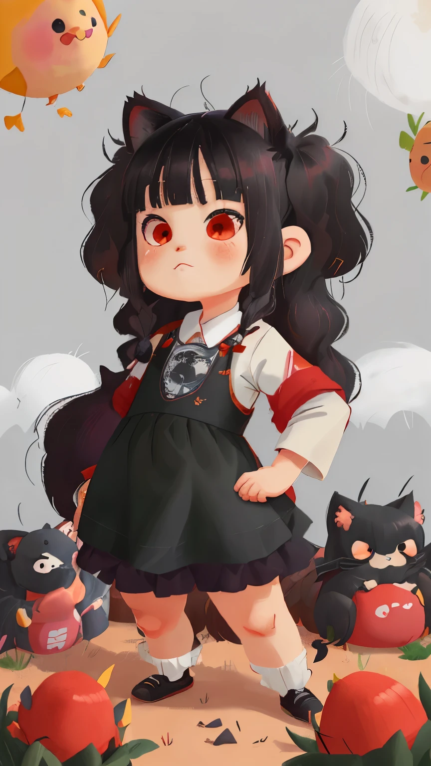 ,((long hair slightly wavy slightly past the shoulders, black bangs, small black pigtails on the sides, cute cat ears, beautiful thin red eyes,)), There is an Asian woman posing for a photo., Metalentes de superficie,Manos en la barbilla,vestido de azul,8k selfie photography, con cara redonda, korean young and lovely faces, pale korean adorable face, Young cute pale asian face, retrato suave 8 k, ulzzangs, muchacha coreana, cara redonda completa, pale round face, maquillaje coreano popular, chen xintong, rasgos de la cara coreana