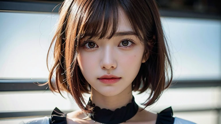 (bob cut hair, pink hair:1.2),(wearing a choker, Wearing a black blouse:1.2),1 girl,Japanese,21 years old,(small breasts:1.3),(highest quality,masterpiece:1.3,超A high resolution,),(Super detailed,caustics),(Photoreal:1.4,RAW shooting,)ultra-realistic capture,very detailed,High resolution 16K human skin close-up。 natural skin texture、,The pores are、、、、、、、、Must be detailed enough to be easily identified。 Skin should look even-toned and healthy。 Use natural light and color, sad expression, look at the camera, perfect dynamic composition, inside the church