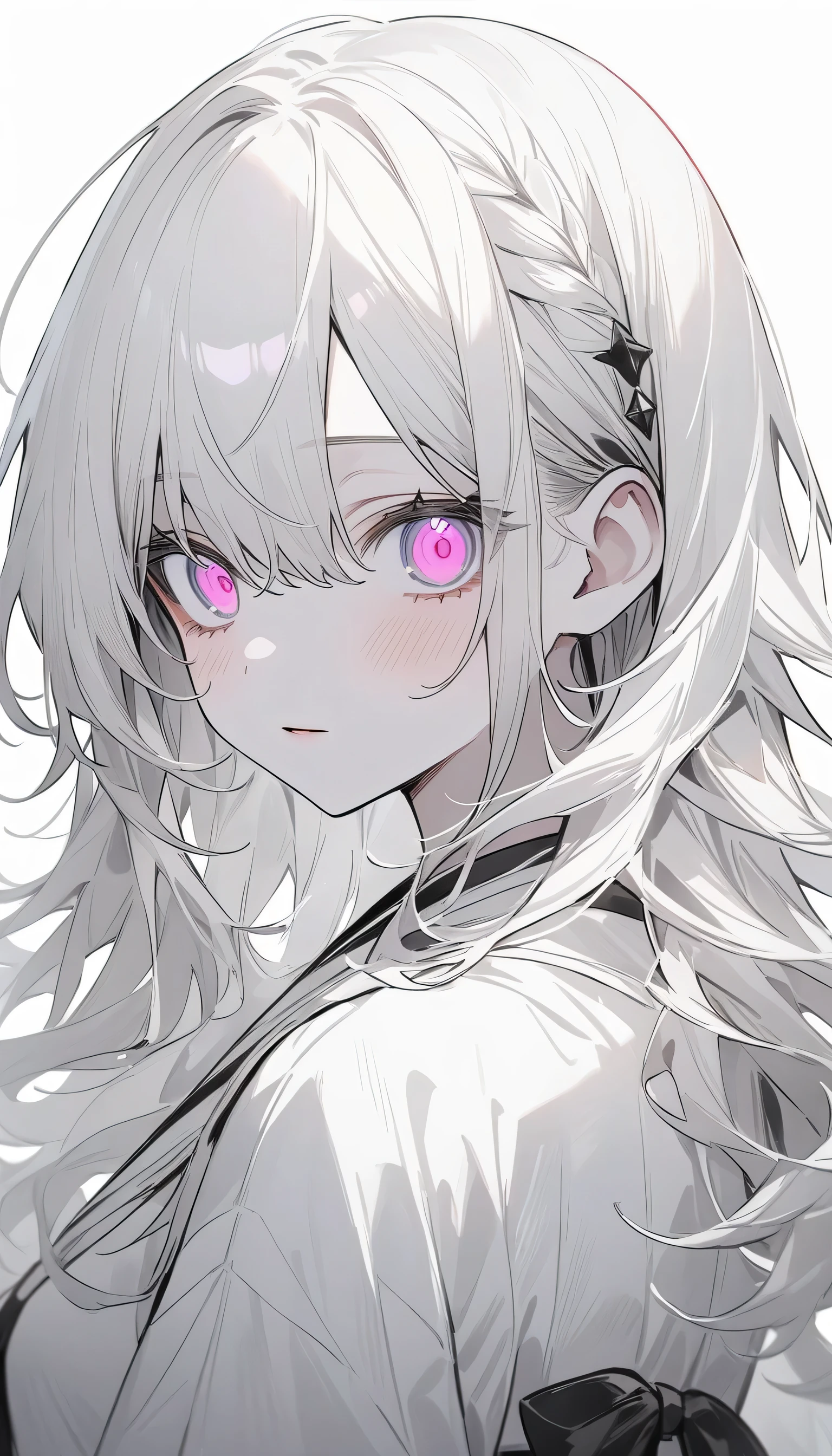 (highest quality、masterpiece、High resolution、detailed)、4K、beautiful anime、(Shining eyes、detailed beautiful face)、no text, A world without color、1 young person