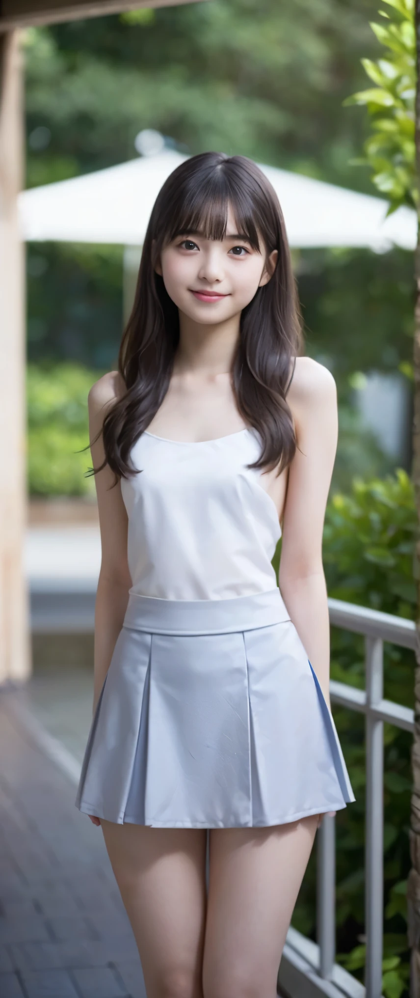 (masterpiece, highest quality:1.2), 8K, 12才のfull nudeの女の子, 85mm,Official AR RAW Photos, スーパースリムなスレンダーbeautiful girl, (Navy blue short skirt、上Half bodyfull nude、show me your ears、naked girl photo shoot、full nude, cute face, close, Half body, biolace, gardenia, beautiful girl, , thighs, station platform、 looking at the viewer, no makeup, (big smile), film grain, chromatic aberration, sharp focus, face light, clear lighting, Ten generations, detailed face, background bokeh, (dark red tie:1.1)、((((((12 year old girl))))))、((((((12才のfull nude女子高生)))))、thin waist、shy pose、shy and nervous girl、 Sad face