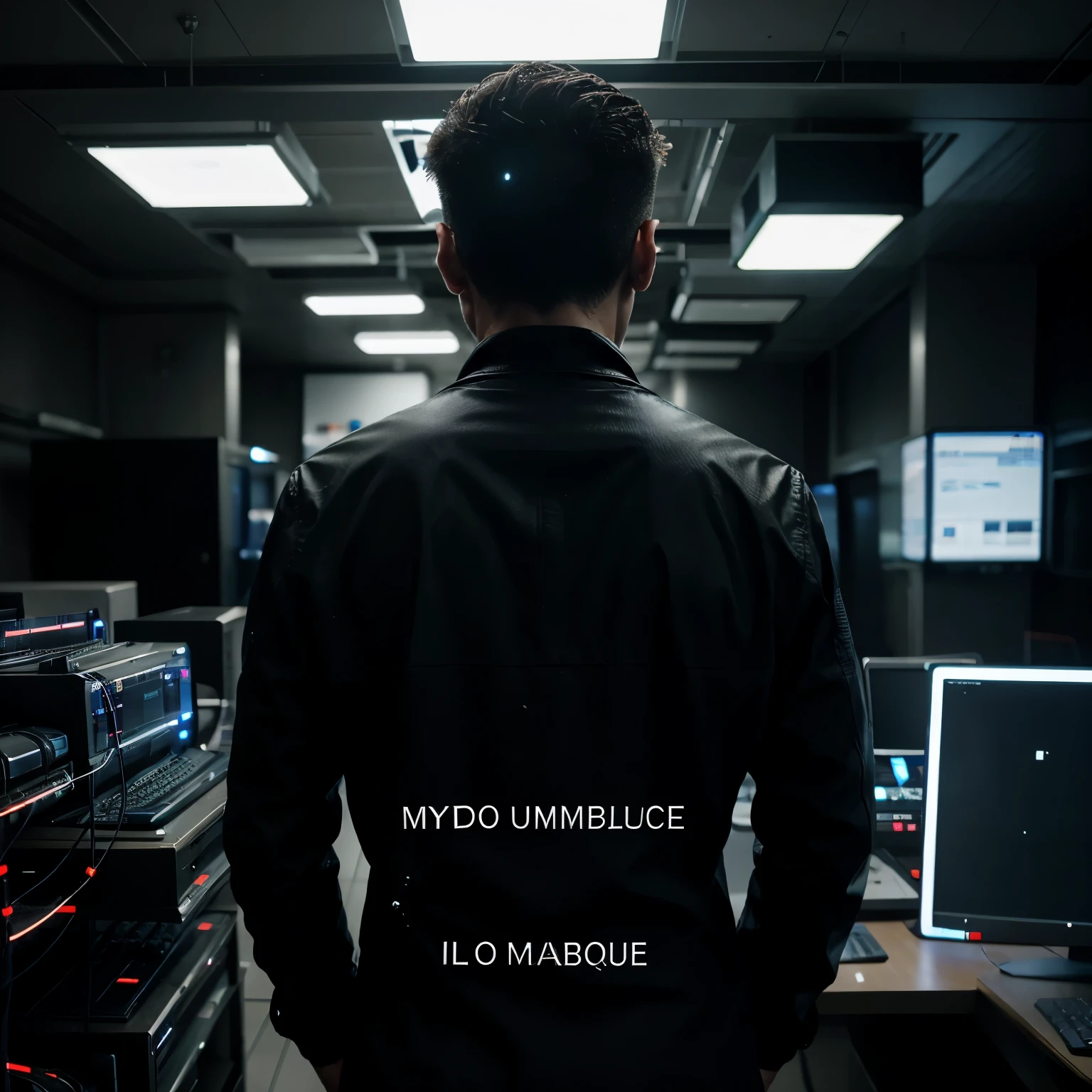 cyber security ( mysterious man taken from behind ) il fait du codage informatique 