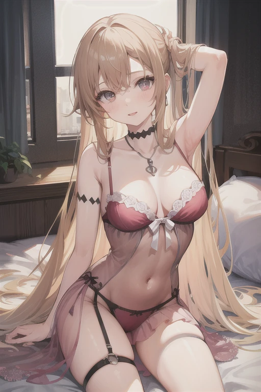 Asuna(Sao), pink clothes, sexy body, sexy babydoll lingerie,