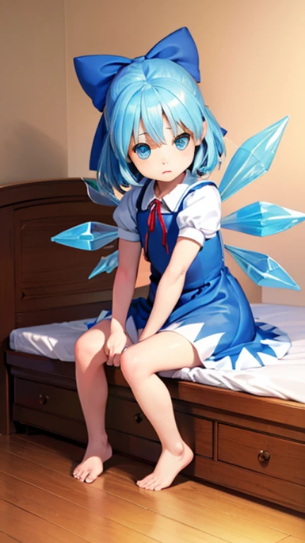 ((masterpiece)),((highest quality)),((anatomical)),((Realistic)),((realistic)),((cute)),((girl&#39;s room)),(((Cirno))),((beautiful eyes)),((baby face)),((petite)),