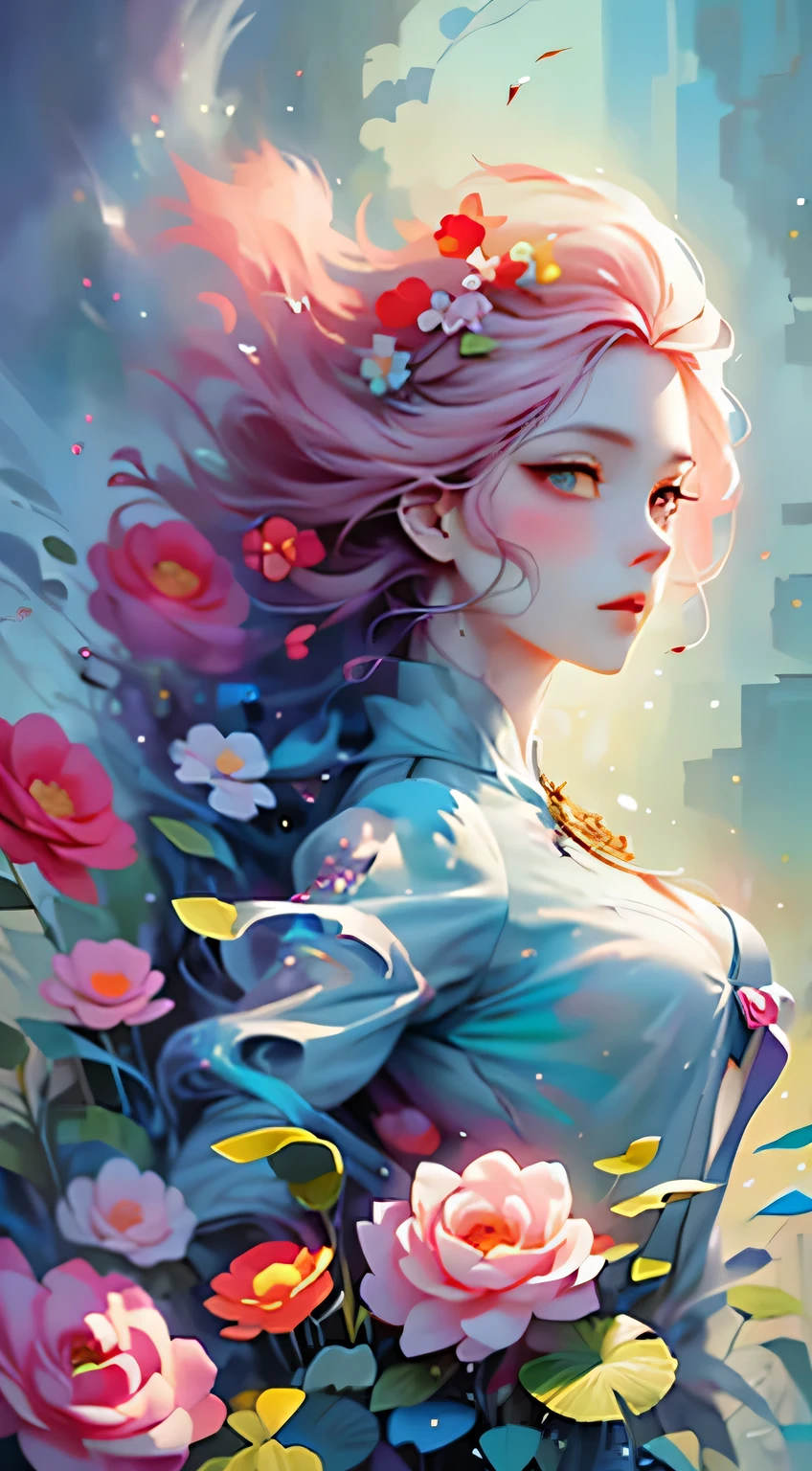 official art,unity 8k wallpaper,Super detailed,Beauty and Aestheticasterpiece,best quality,(tangled,mandala,tangled,entangled),(Fractal art:1.3),1 girl,pink hair,green eyes,The content is very detailed,Dynamic angle,cow boy shooting,Chaos in its most beautiful form,elegant,brutalist design,Bright colors,,James Jean,Robbie Devi Antonio,Ross Tran,French bacon,Michael Mraz,Adrian Genius,Petra Cortright,Gerhard Richter,Takato Yamamoto,Ashley Wood,Atmospheric,notes of ecstasy,Streaming notes are visible