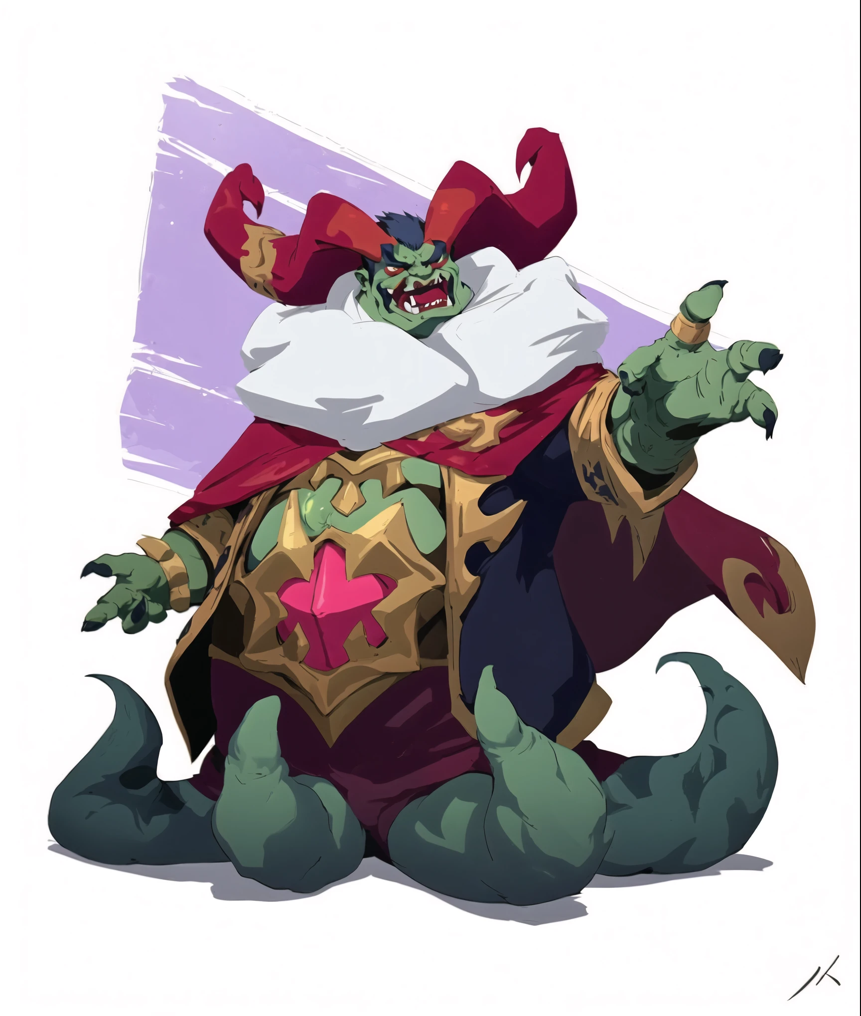 Close-up of a cartoon monster holding a knife and fire, Fat ripped satanic creature, Pudge in Dota 2, Dota 2 concept art, Ogre, monster concept art, orc, Roadhog in Overwatch, orc themed, blizzard concept artists, Greg Rutkoski concept art, Balrog concept art, artstation concept art, Depicted as game concept art