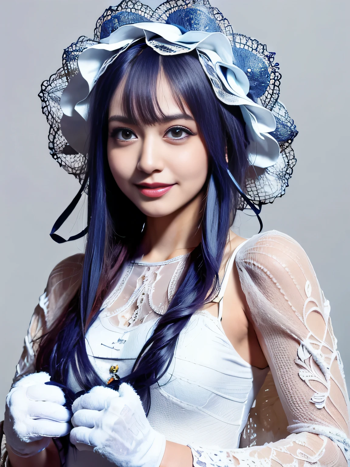 (realistic:2),(masterpiece:2), (highest quality:2),(High-definition face drawing:1.3),(everything is beautiful and perfectly balanced), ((Smile of a very happy age girl:1.2),(thank you for the wonderful world:1.2):1.2), (dynamic pose:1.2), (looking at viewer:1.2), (blue eyes:1.3), (Ruffled hat), (Ruffled long gloves), (Ruffled dress), (Ruffled dress), (Ruffled swimsuit), (Ruffled choker), (garden:1.2), (colorful flowers:1.2), gal.safetensors