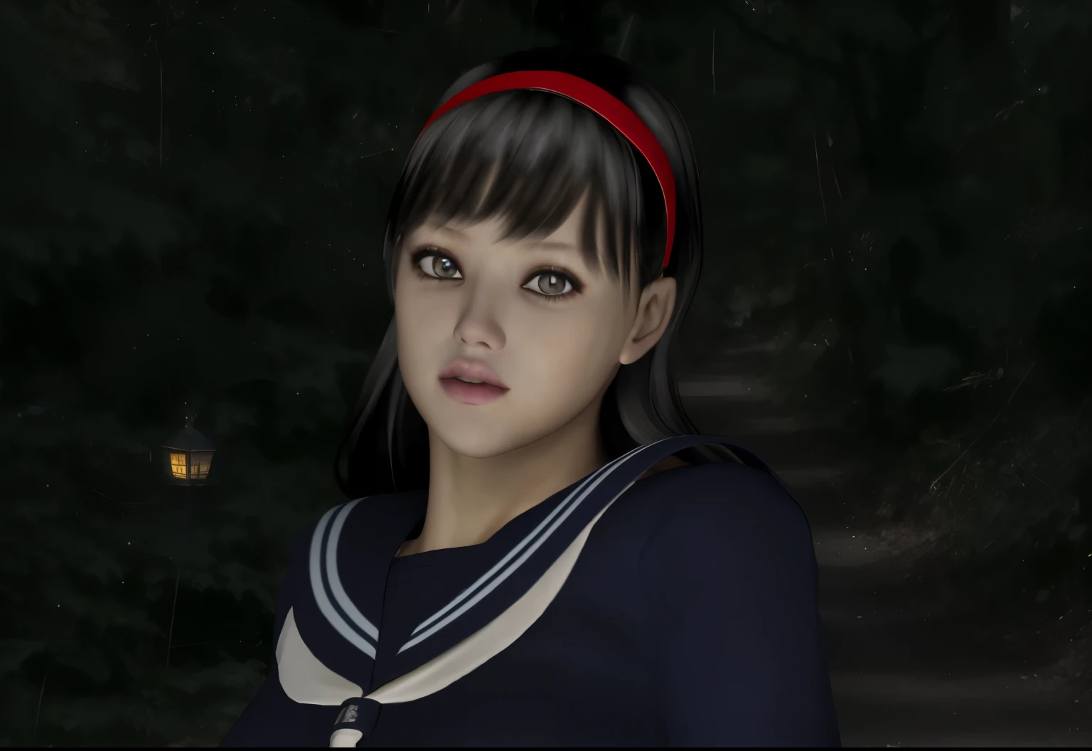 (8K, highest quality, masterpiece:1.2), (realistic, photo-realistic:1.37), Super detailed,highest quality, ultra high resolution, professional lighting, photon mapping, radio city, Physically based rendering, cinematic lighting, midnight road,Depth of written boundary, sharp focus, light, good composition,(beautiful thighs) 1 girl,alone,(whole body), ((high school girl sailor suit、navy knee socks)),fine and beautiful eyes, temporarily stop, tight waist,Japanese high school girl, black hair,messy hair,long hair fluttering in the wind,(Ulzzang-6500:1.2) mix 4,