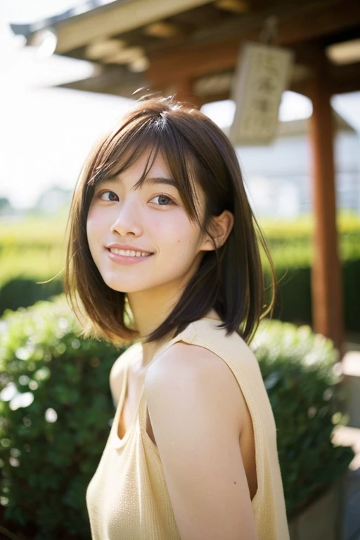 Japanese，18-year-old，shortcut，Bright feeling，quiet，lovely，brown hair，