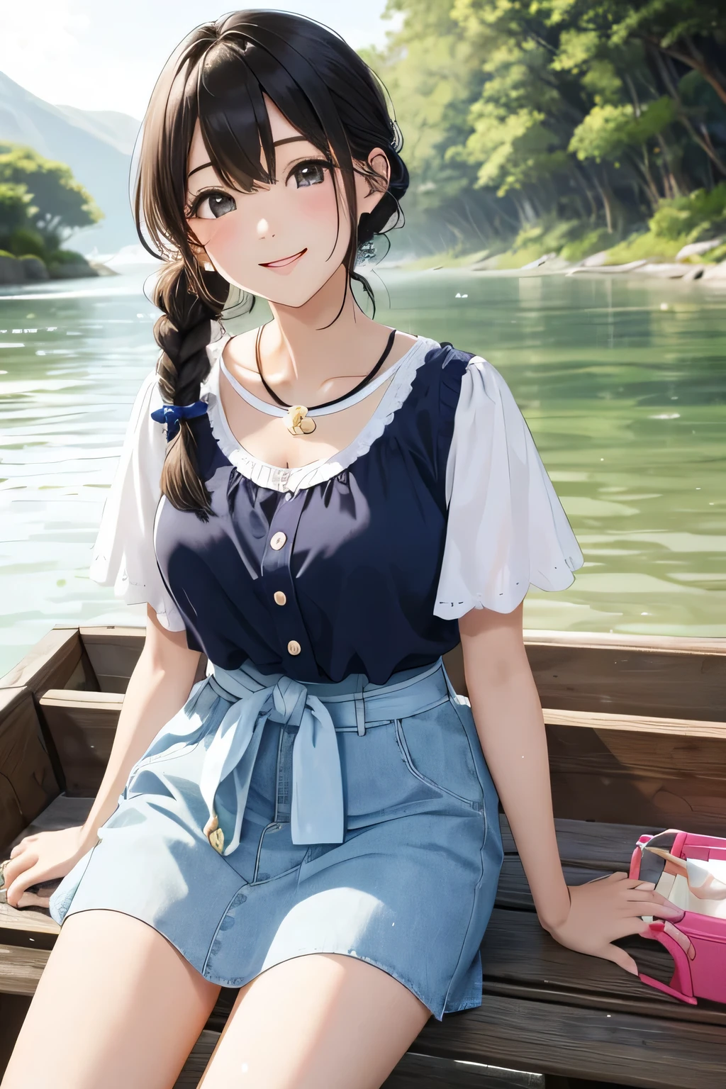 ((highest quality:1.4))、((High resolution))、(detailed background)、((detailed beautiful face:1.4))、(anatomically correct)、(detailed facial expressions)、beautiful and smooth skin、beautiful age girl、two beautiful girls、(huge breasts:1.2)、cute hair color、braided bob、braided ponytail、realistic、perfect body line、cute、cowboy shot、

Two beautiful girls watching the sunset reflected on the river while rowing a canoe、
The two of them are seen canoeing against the backdrop of a beautiful sunset.、
Two people holding hands while paddling a canoe in the gentle current、
relaxed atmosphere、They intentionally splash water on each other while paddling a canoe.、
They are smiling, splashing with water, and having fun joking with each other.、
Pack a canoe with food and drinks and have a picnic on the riverbank、
We exchange lunch boxes and spend relaxing time eating together.、
Kissing in the beautiful scenery of nature during a canoe tour、Romantic and cute、
With the sound of the river flowing and the wind in the background、

This sarong-style dress with a retro print is the perfect outfit for a canoe tour.、Add a ribbon or belt to your waist for a more feminine look.、
A loose-fitting shirt dress is perfect for a canoe tour.、
Open the buttons and put it on to enjoy a relaxed atmosphere.、
A look that combines a striped shirt with a denim skirt、Choose comfortable shoes such as sneakers or sandals。
Pair it with a cute cap or sunglasses to make it even more stylish.、
If you choose accessories with UV protection, you can protect yourself from the sun.、cute