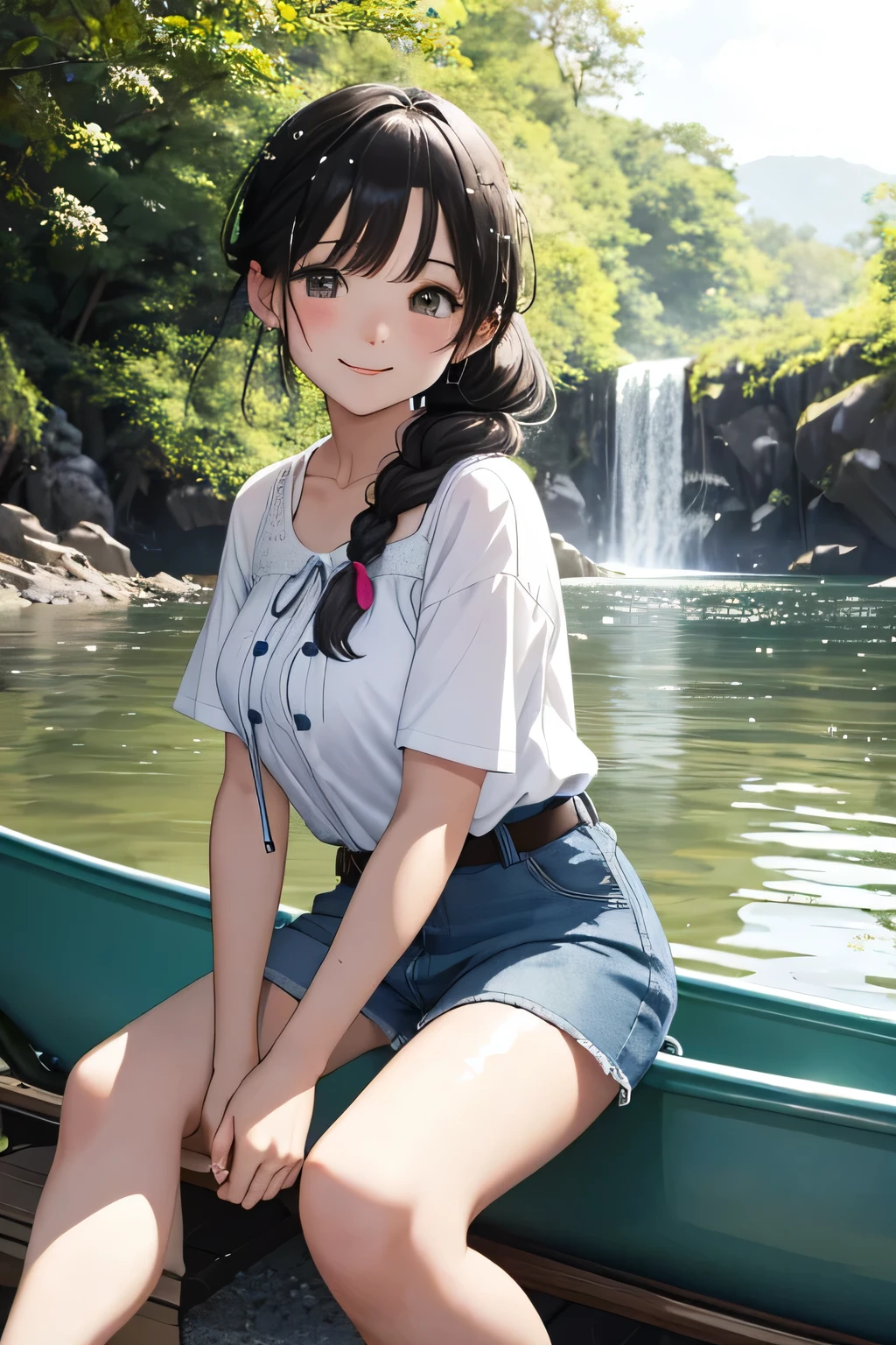 ((highest quality:1.4))、((High resolution))、(detailed background)、((detailed beautiful face:1.4))、(anatomically correct)、(detailed facial expressions)、beautiful and smooth skin、beautiful age girl、two beautiful girls、(huge breasts:1.2)、cute hair color、braided bob、braided ponytail、realistic、perfect body line、cute、cowboy shot、

Two beautiful girls watching the sunset reflected on the river while rowing a canoe、
The two of them are seen canoeing against the backdrop of a beautiful sunset.、
Two people holding hands while paddling a canoe in the gentle current、
relaxed atmosphere、They intentionally splash water on each other while paddling a canoe.、
They are smiling, splashing with water, and having fun joking with each other.、
Pack a canoe with food and drinks and have a picnic on the riverbank、
We exchange lunch boxes and spend relaxing time eating together.、
Kissing in the beautiful scenery of nature during a canoe tour、Romantic and cute、
With the sound of the river flowing and the wind in the background、

Denim shorts and a white T-shirt、
This sarong-style dress with a retro print is the perfect outfit for a canoe tour.、Add a ribbon or belt to your waist for a more feminine look.、
A loose-fitting shirt dress is perfect for a canoe tour.、
Open the buttons and put it on to enjoy a relaxed atmosphere.、
A look that combines a striped shirt with a denim skirt、Choose comfortable shoes such as sneakers or sandals。
Pair it with a cute cap or sunglasses to make it even more stylish.、
If you choose accessories with UV protection, you can protect yourself from the sun.、cute