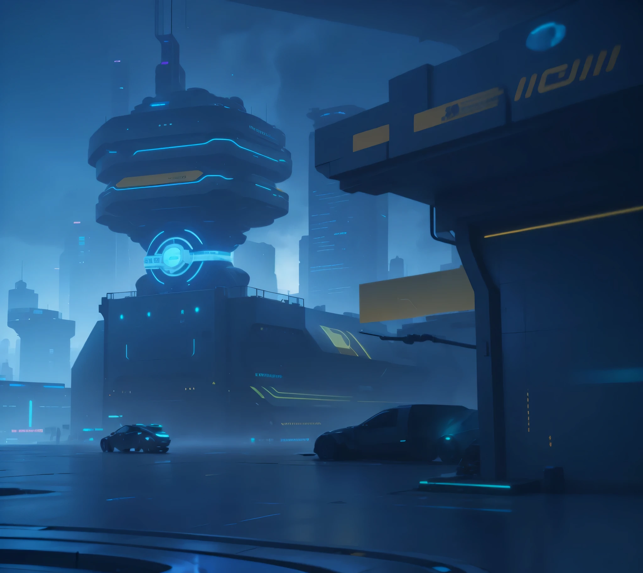 futuristic city, With circular energy matrix, Futuristic Cyberpunk 2077, --automatic