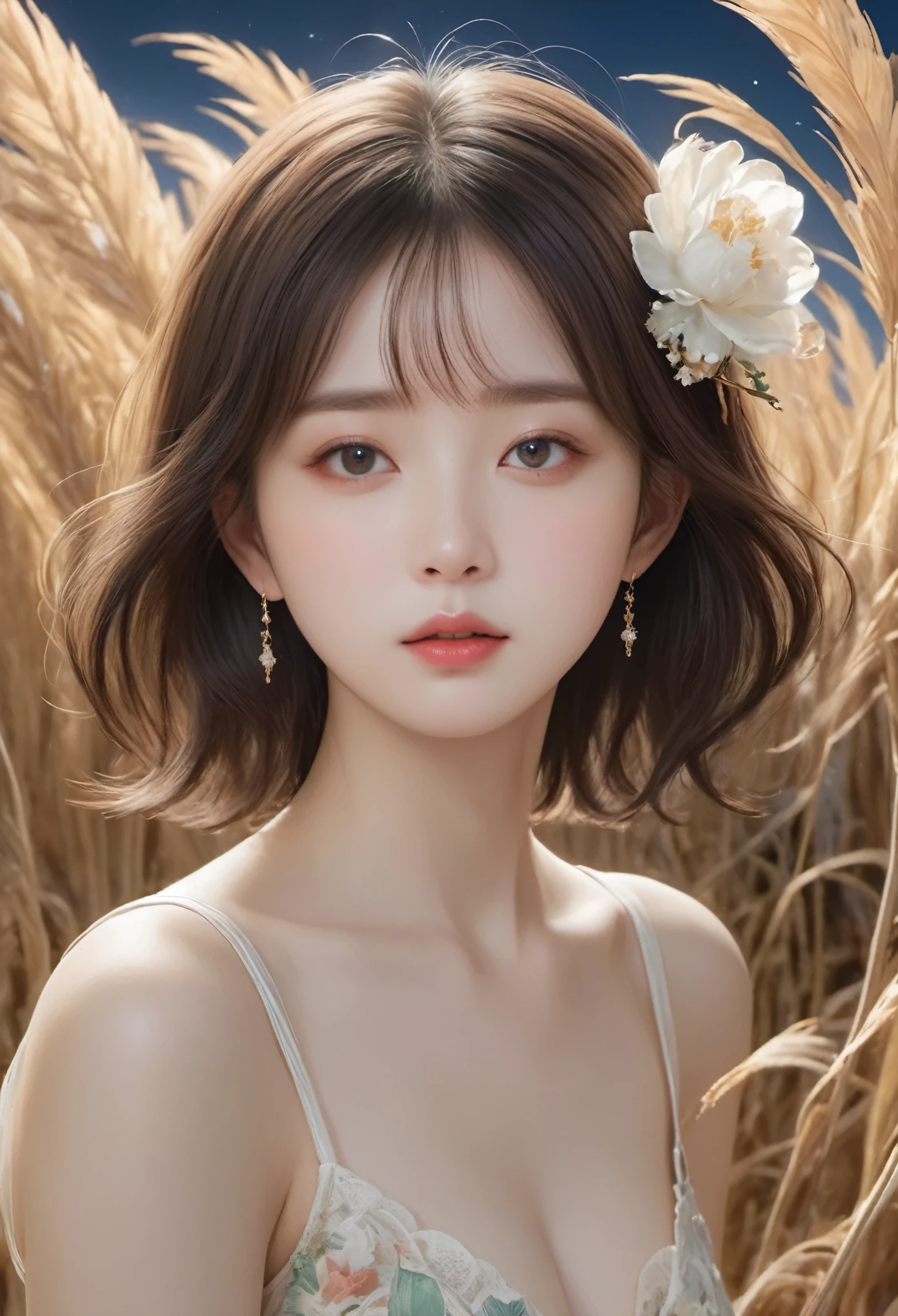 (A masterpiece of the highest quality:1.2)、A super detailed illustration,Perfectly shows the girl in the doomsday beach scenery。In the silence of the night、There is an atmosphere that is both sad and hopeful.。 that girl sits on the soft vegetation of the sandy beach、A figure can be seen in the cloudy sky。that girl'Unspecified clothing.、Her figure、it'Such exquisite rendering,So that every crease and texture is clearly visible.。Her hair fluttered in the wind、Low light in HDR landscapes