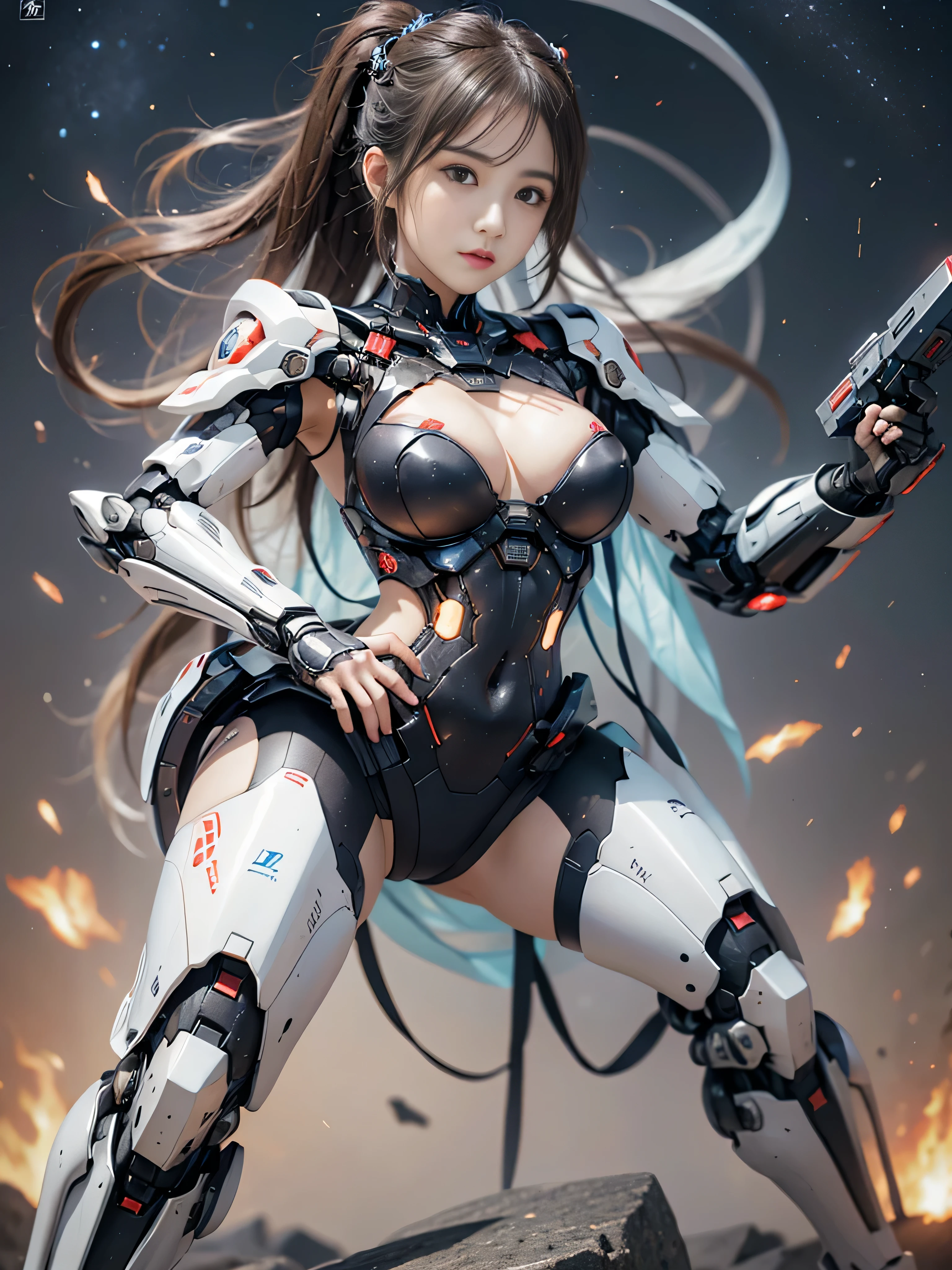 rough skin, Super detailed, advanced details, high quality, 最high quality, High resolution, 1080p, hard disk, beautiful,(war machine),beautiful cyborg woman,Mecha cyborg girl,battle mode,Mecha body girl,She is wearing a futuristic war machine,full body shot, cleavage, Underboo Boo, side boo boo, (exposed lower abdomen:1.4), thin pubic hair, Too exposed, Wedgie in the crotch, battle pose, random angle,