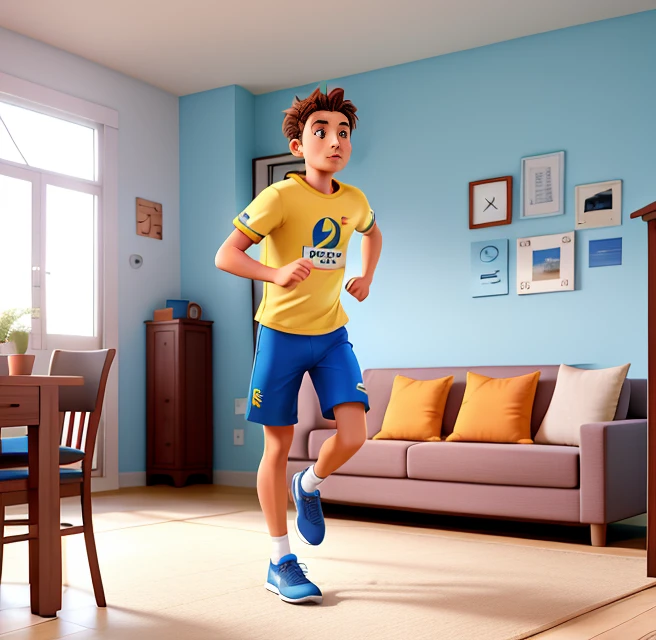 Homme entrain de courir dans sa maison 