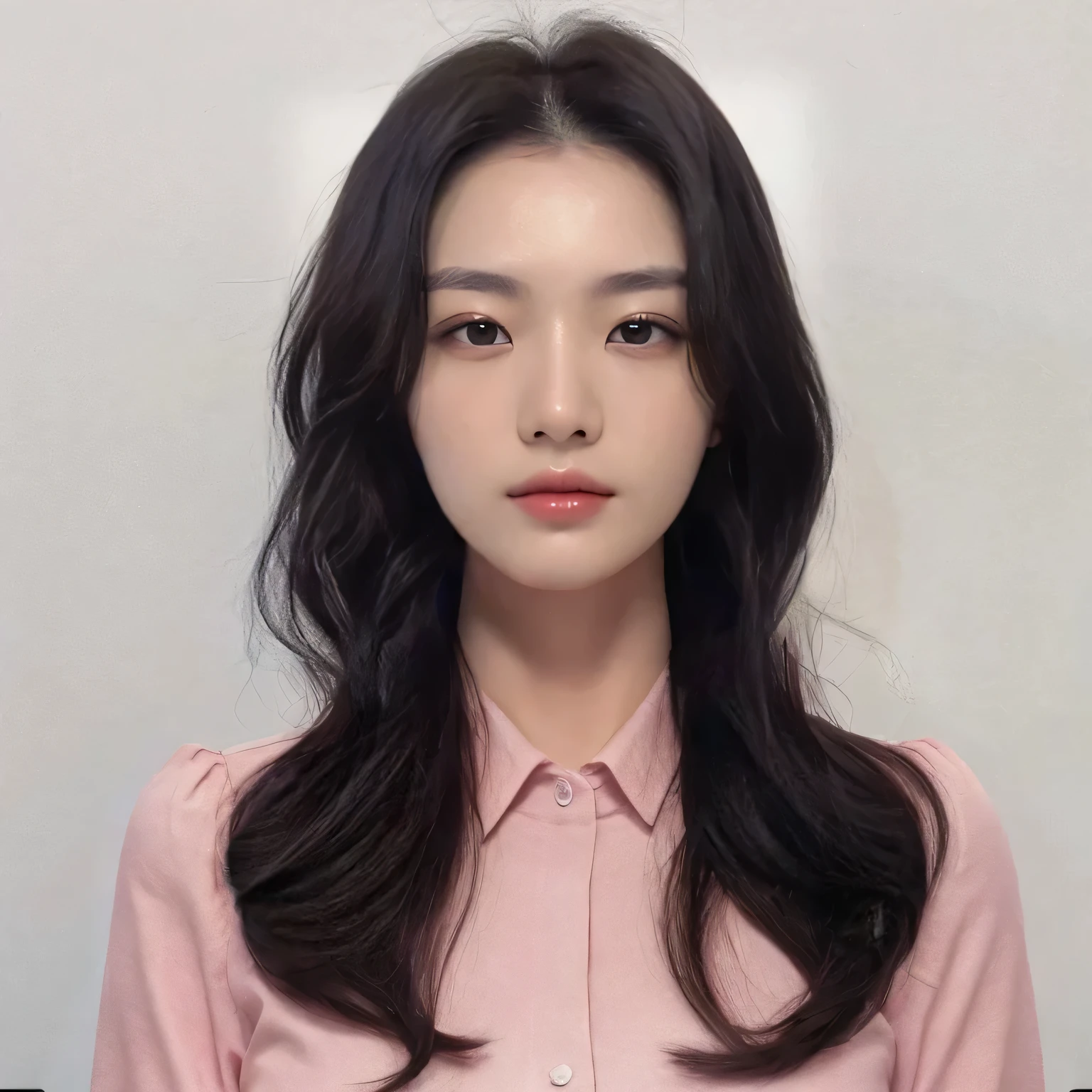 Best Quality, 8K, Masterpiece, (photo realistic:1.3), (hyper realistic:1.3), (Create an image maintaining the original base model hairstyle:1.5), (pink shirtf:1.4)
