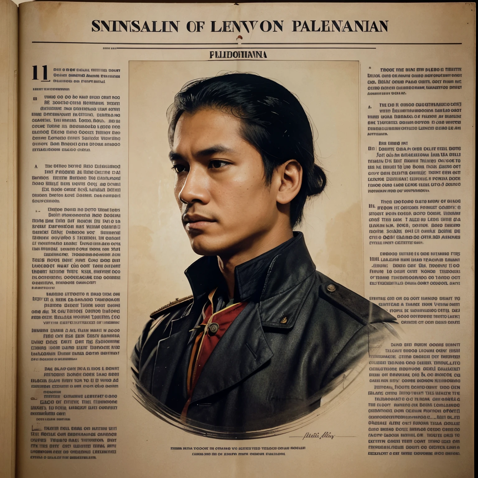 Background: A background depicting scenes from the Filipino-Spanish war, such as Filipino revolutionaries fighting against Spanish forces or images of Philippine landscapes.

Foreground:
1. Image of a person reading a book or a newspaper with a look of determination on their face.
2. Text: "Ignite the Mind, Spark the Revolution: How Reading Fueled Change in the Filipino-Spanish War."
3. Illustration showing the spread of ideas through printed materials like newspapers, pamphlets, and books.
4. Quotes from influential Filipino thinkers or revolutionaries emphasizing the importance of education and knowledge in the fight for independence.
5. Images of Filipino heroes like Jose Rizal or Andres Bonifacio, known for their intellectual contributions to the revolution.
