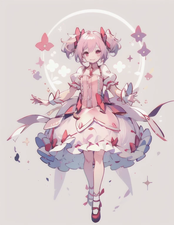 1 girl, One, whole body, simple background,kaname madoka,Magical girl,smile,
, :\3