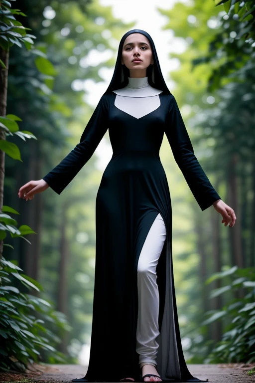 RAW, Best quality, high resolution, masterpiece: 1.3), old slim nun, Standing outdoor, Full body shot, From below, Fully clothed, Covered breasts, Covered cleavage, Braless, black clothes
Masterpiece: 1.3, Beautiful young nun, Outdoor full body shot, Taken from below, Modestly dressed, Ample bosom discreetly concealed, No bra visible
This stunning image of a young nun captures her beauty and grace as she stands in the sunlight, fully clothed and covered from head to toe. The full body shot, taken from below, accentuates her slim figure and the flow of her habit,