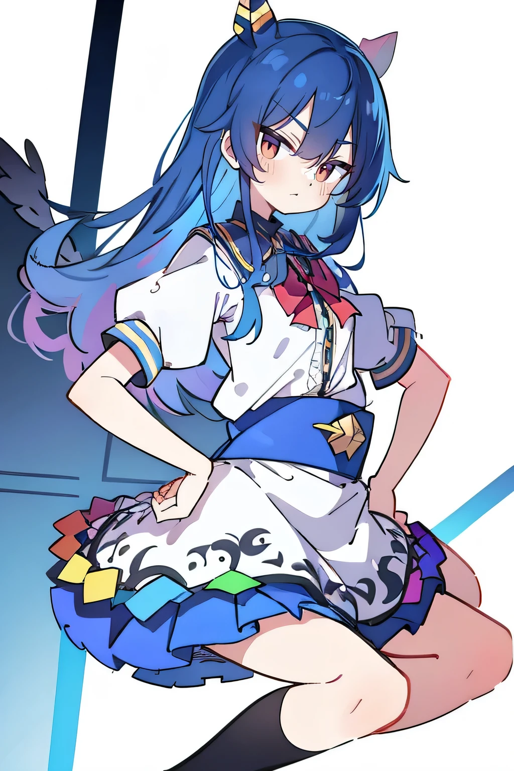 (masterpiece),best quality, expressive eyes, perfect face, 1girl,
Put your hands on your waist,fair, Gorgeous,Japanese cartoons,girl,lola,Hina Angel, blue hair, blue haired, floating clothes,Grab your waist, Grab your waist, hands on hips , hands on hips,sit, sit on ground, Legs on the ground, flat chest