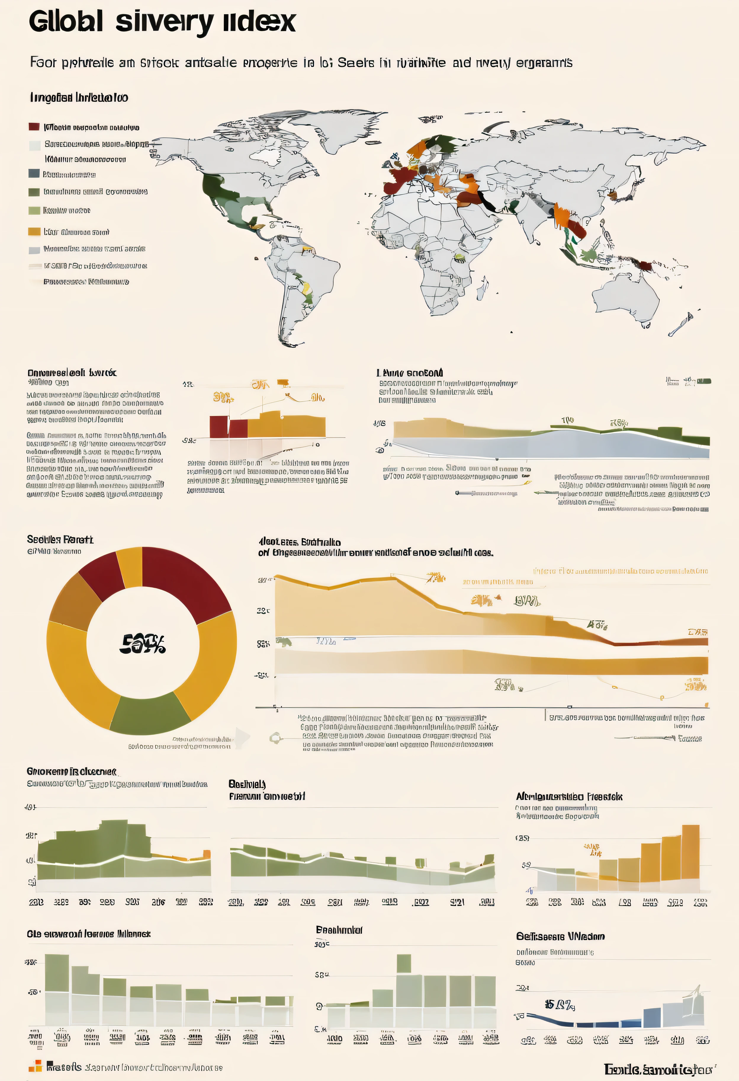 "Global slavery index" of senegal in picture graphs and pie charts