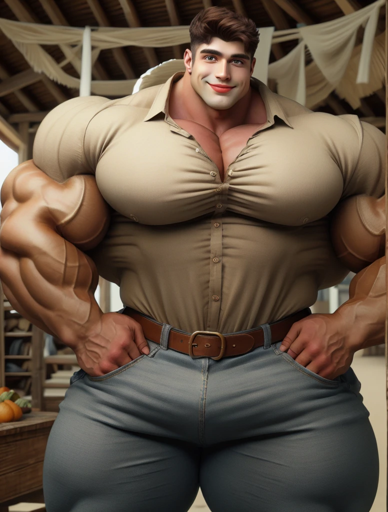 Solo,big muscle,(hyper pecs:1.8),Big , Akitaru Obi,chubby,Belly,(((Plump))),bodybuilder,thick arms,big arm,thick tight,                  Very thick body,(Oiled skin,Dark skin,dark-skinned male:1.2), In the bedroom,masutepiece,Best Quality,NSFW,