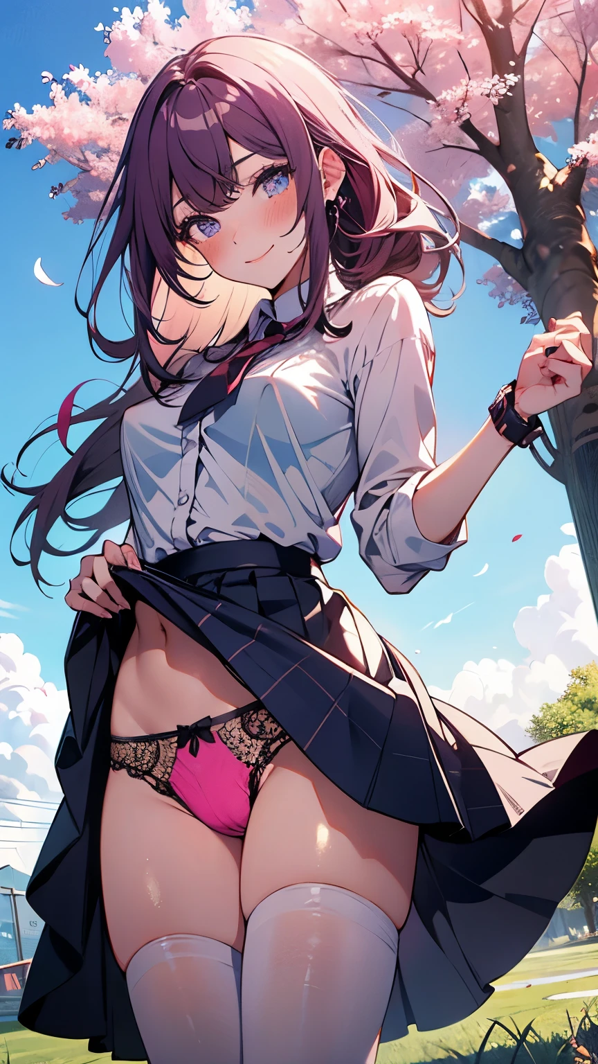 Anime girl with pink hair and a bow in the hair, cute realistic portrait, Gweiz, magical girl portrait, cute characters, cute art style, anime moe art style, maplestory character art, Cute Portrait, cute anime girl portrait, small character portrait, artwork in the style of Gweiz, splash art anime ，, cinematic lighting, surreal, High resolution, photo shoot, sharp focus, most detailed, very detailed, super detailed, finely, very detailed目と顔,fluttering grass,(spring,cherry blossomsの花),petal,(Lens flare),altocumulus,bright light,cool breeze,(shade) internal [cherry blossoms],grassland,.best image quality，naked，wipe panties，publish one&#39;chest of，sexy and excited，beautiful breasts,white skin,pointed chest,erect nipples,porn images，lots of sweat，wet costume，wet body，See through，underskirt lift，nipple slip from，cum on chest，cum in pussy,  big (blue archive),((bulge skirt)), ((The wind blows up my skirt)), ((silk panties)), break, ((strong wind from the front)), (embarrassing:1.6), ((blush))