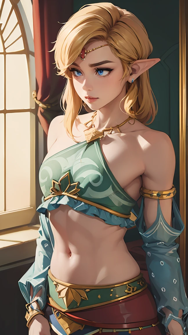 ((masterpiece)), ((best quality)), (detailed), perfect, solo, link, gorgeous boy, luscious lips, blonde hair, sexy, sexy marked collarbones