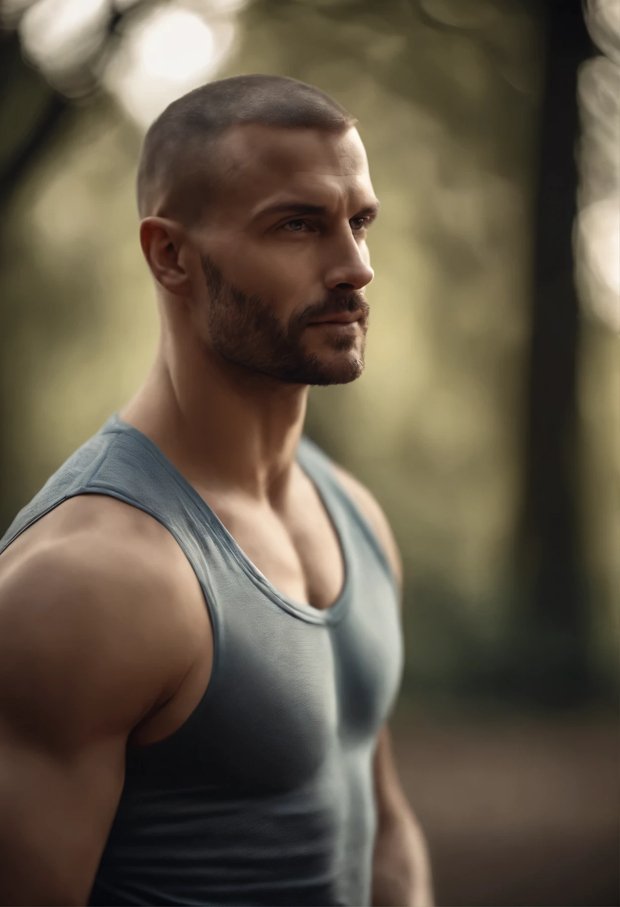 whole body image, In underwear, athletic body, of a handsome male model, 30 Jahre alt, blanke Brust, sans barbe, mit kurzen, braunen Haaren buzz cut frisur, yeux bleus, Dicke Lippen