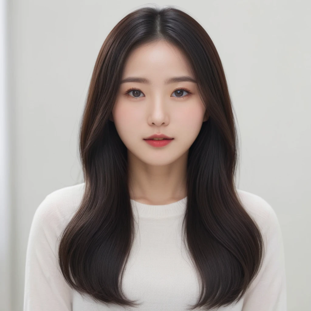 Best Quality, 8k, Masterpiece, (Portrait: 1.3), (photo realistic:1.4), (hyper realistic:1.4), Sharp Focus, looking at viewer, (smoother lighting:1.1), (increase cinematic lighting quality:0.9), realistic lighting, backlighting, light on face, ray trace, (brightening light:1.2), (Increase quality:1.4), sharp detail, (best quality real texture skin:1.4), finely detailed eyes, black_eyes, finely detailed face, 25 year old Korean woman...