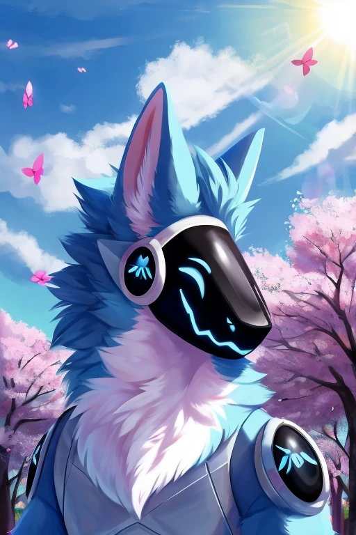 (((Light blue fur protogen))) , big chest, day, sexy, sensual, detailed, uploaded to e621, beautiful and detailed portrait of an anthropomorphic Light blue fur protogen, (((male ))) uploaded to e621, zaush, foxovh, movie lighting, , thicc, alone, ((submissive)) , view, muscular toned, muscles, muscular build, Japanese anime style, ((at a school in the front waiting to go in looking at the school)) , Art Prompt: Springtime Awakening (Japanese Anime Style)
- delicate pinks, sunny yellows, and cheerful blues. Cherry blossom trees dot, their branches overflowing with soft pink petals that dance in the gentle breeze. the clear blue sky and fluffy white clouds. A muscular, light blue protogen sits, their metallic fur catching the dappled sunlight, a peaceful expression on their face as they bask in the warmth of the spring sun and breathe in the sweet scent of flowers. Butterflies flutter around them, adding to the scene's tranquility. Include details, Capture the feeling of renewal and joy that comes with spring, using a vibrant and uplifting color palette. Draw inspiration from anime like Yuru Camp△ and Flying Witch, or spring scenes from Studio Ghibli films like Ponyo and My Neighbor Totoro. ,((( light blue fur protogen))) Japanese anime style, at a school in the front waiting to go in looking at the school