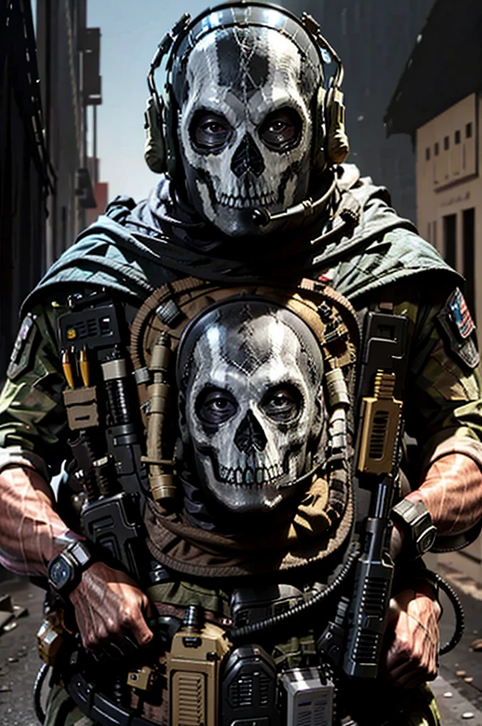 Special Forces badge, First-person shooter style, GH0st is located in the mountains