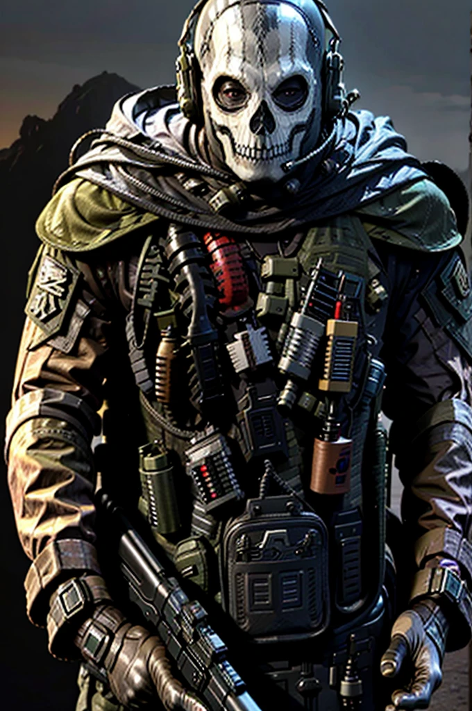 Special Forces badge, First-person shooter style, GH0st is located in the mountains